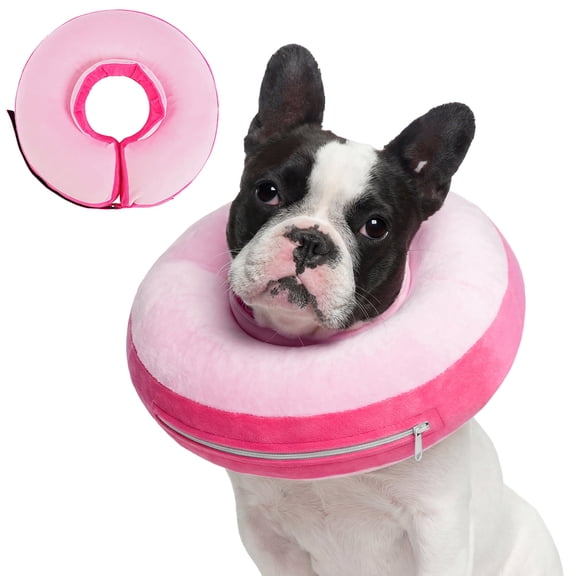 Kuoser Soft Inflatable Dog Cone for Recovery after Surgery, Alternative to Plastic E-Collar for Small Medium Large Dogs, Rose-red, M