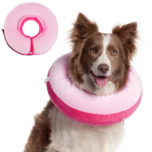 Kuoser Soft Inflatable Dog Cone for Recovery after Surgery, Alternative to Plastic E-Collar for Small Medium Large Dogs, Rose-red, XL