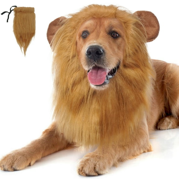 Kuoser Large Dog Lion Mane with Tail Halloween Dog Costumes Fits Neck Size 13- 29.13 inch Funny Accessories for Holidays