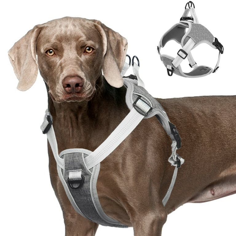 Kuoser No Pull Dog Harness Reflective Adjustable Dog Vest with 2 Hook Loops for Medium Large Dogs