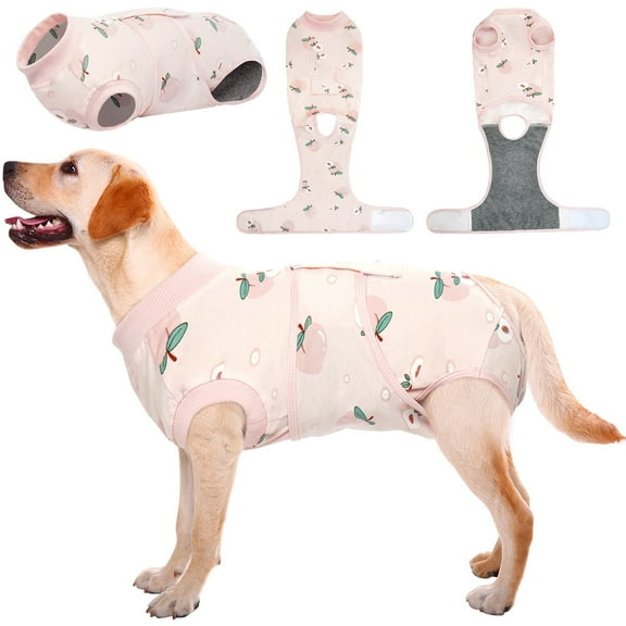 Kuoser Recovery Suit for Dogs Cats Dog Onesie after Surgery, Peach, XL