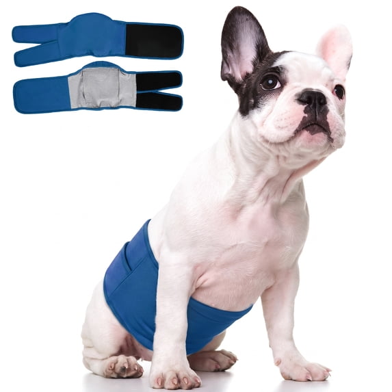 Kuoser Reusable Dog Diaper, Soft Belly Band with Abdominal Pocket for Male and Female Dogs, Washable Period Diaper for dog, 1 Pack, Blue, M