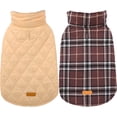 thumbnail image 1 of Kuoser Reversible Dog Coat Adjustable British Style Plaid Pet Jacket, Waterproof and Windproof, Brown, XXXL, 1 of 7