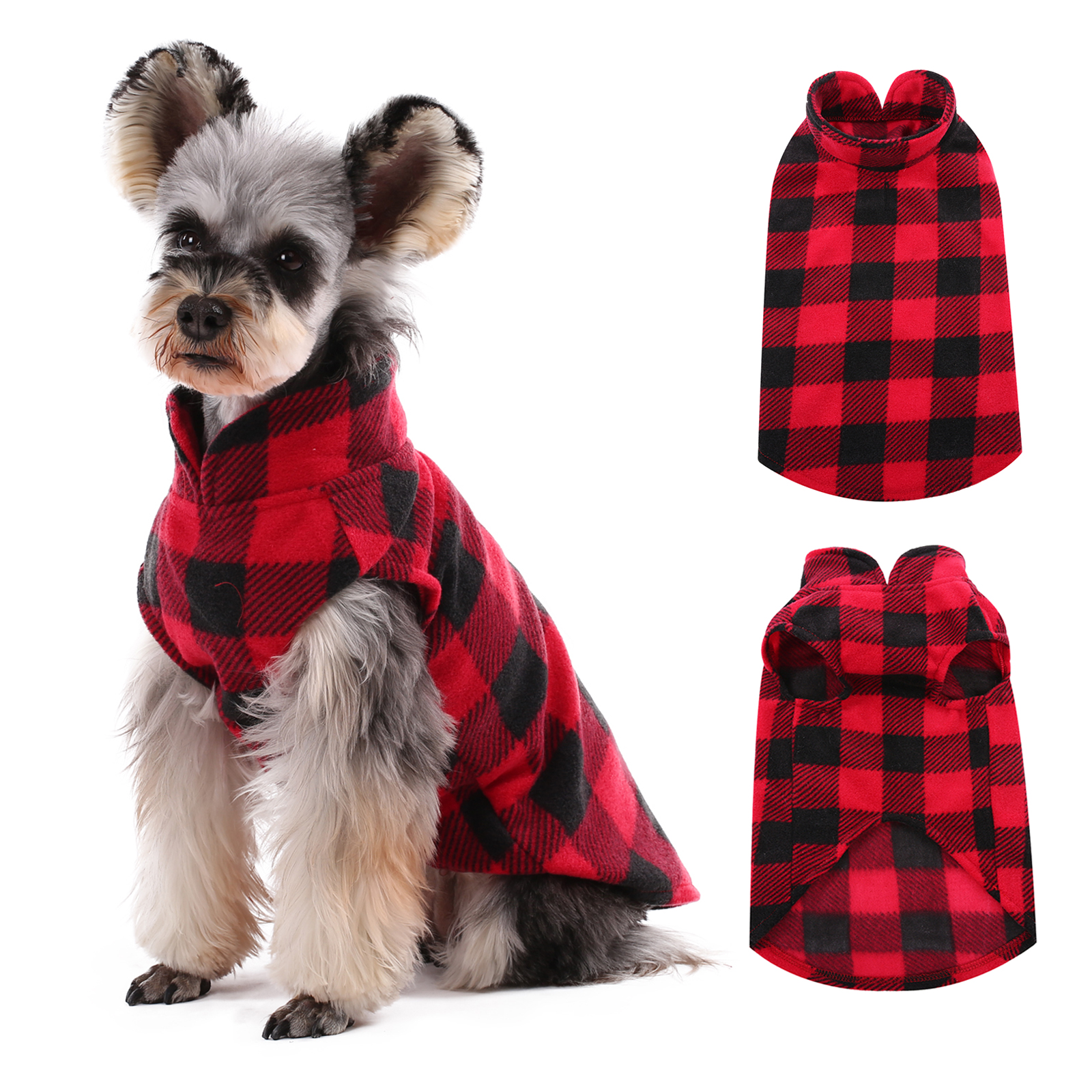 Kuoser Stretch Dog Fleece Vest, Soft Classic Plaid Basic Dog Sweater