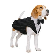 Kuoser Suit for Dogs, Dog Tuxedo Formal Suit and Bandanna Set, Wedding Suit for Dogs, Black Stripe, M