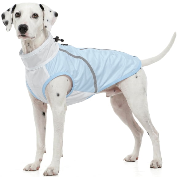 Kuoser UPF 50+ Sun Protection Dog Shirt, UV Protection Pet T-Shirt with Zipper and Reflective Strips, Breathable, Quick-Dry and Lightweight Vest for Large Dogs, Blue, XL