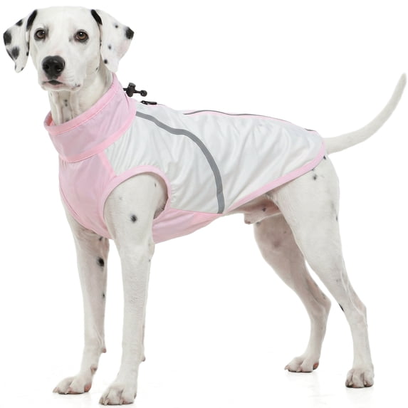 Kuoser UPF 50+ Sun Protection Dog Shirt, UV Protection Pet T-Shirt with Zipper and Reflective Strips, Breathable, Quick-Dry and Lightweight Vest for Large Dogs, Pink, 2XL