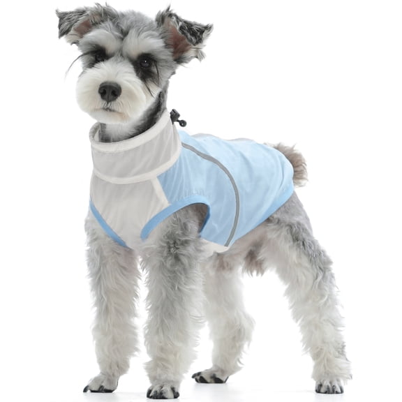 Kuoser UPF 50+ Sun Protection Dog Shirt, UV Protection Pet T-Shirt with Zipper and Reflective Strips, Breathable, Quick-Dry and Lightweight Vest for Small Dogs, Blue, XS