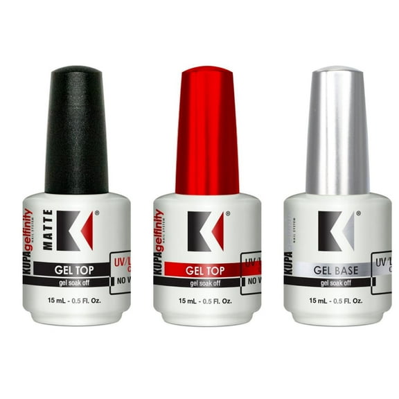 Kupa GelFinity Soak Off Gel Top Coat & Base Coat & Matte Top No-wipe Trio Set 0.5oz * BEAUTY TALK LA *