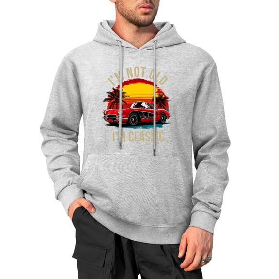 KuphiL10C I'm Not Old I'm Classic Hoodies for Men Women, Funny Men's Graphic Pullover Hoodie, Vintage Car Sweatshirt with Long Sleeves, Sizes S-6XL, Gray
