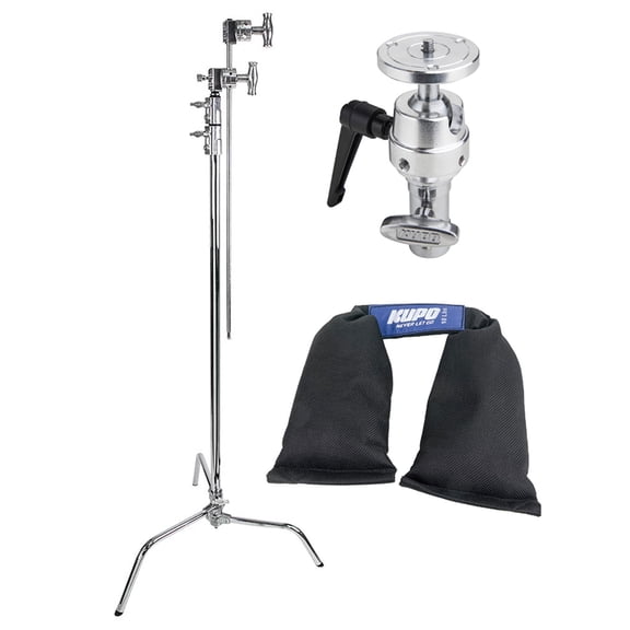 Kupo 40" Master C-Stand with Sliding Leg Kit with Camera Mounting Plate and 10 lbs Weight Bag