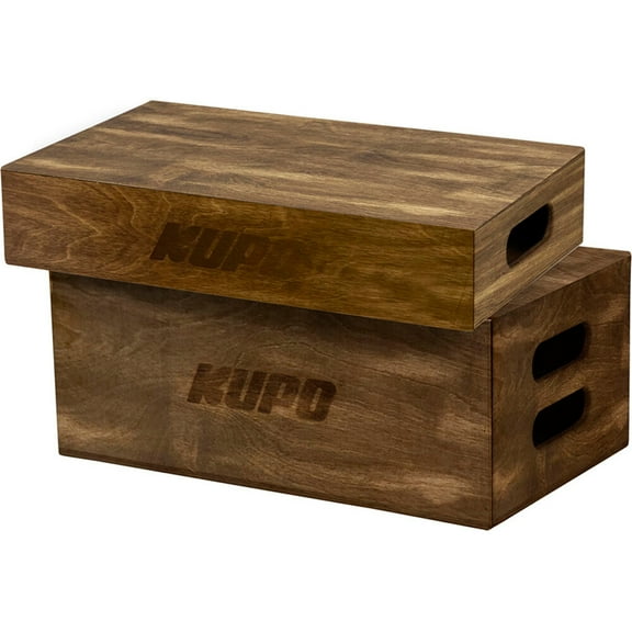 Kupo Apple Box Set with Half and Full Size Box, Brown Stained