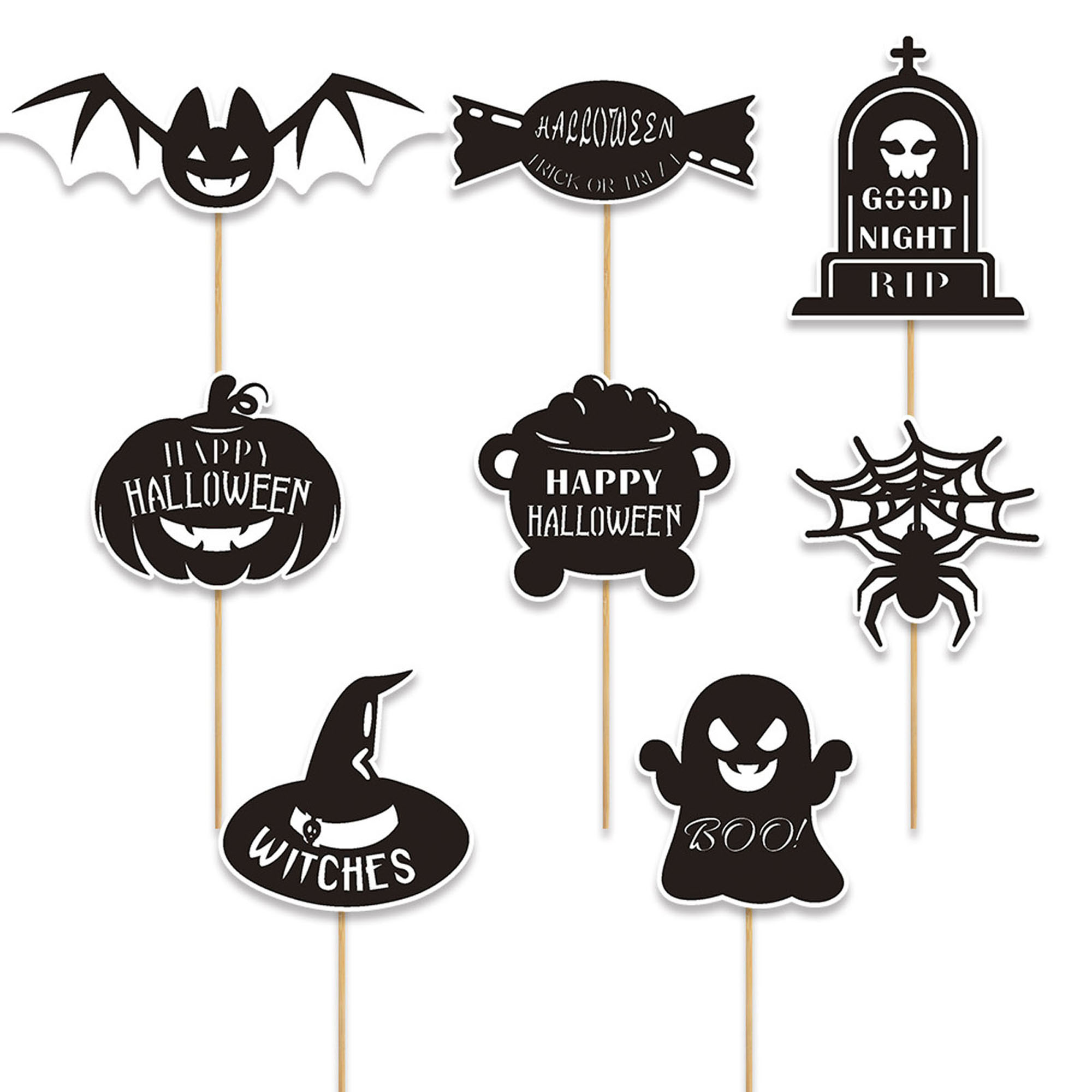 16 PCS Halloween Cake Topper Set - Spiders, Bats, Pumpkins & Tombstone Decorations For Party