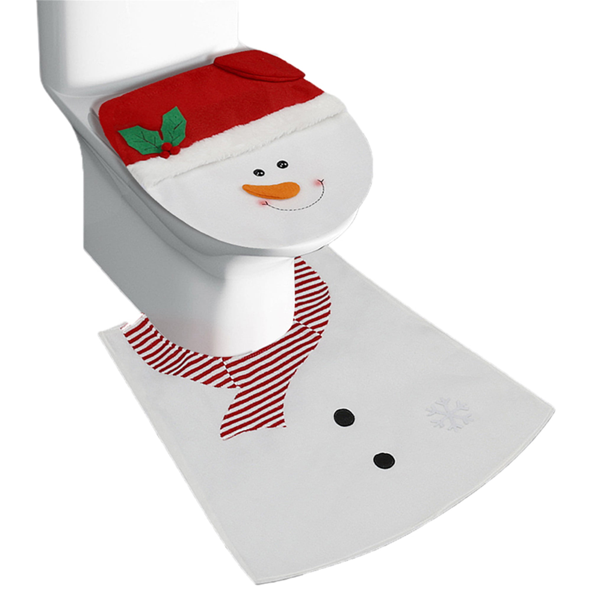 Christmas Toilet Seat Decal Stickers | Santa Gnome Waving Hands Design | Removable & Waterproof | DIY Bathroom Holiday Decor