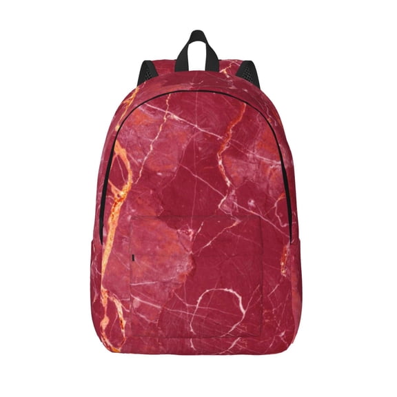 Kuqiui Abstract Red Marble Print Canvas Travel Laptop Backpack for Men Women,Business Work Rucksack College School Computer Bag Fits 15.6 Inch Notebook