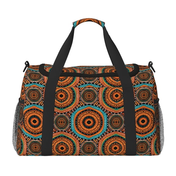 Kuqiui African Tribal Style Print Foldable Travel Duffel Bag Tote Carry on Luggage Bag Personal item Sports Gym Bag Water Resistant Weekender Overnight Bags for Women and Men