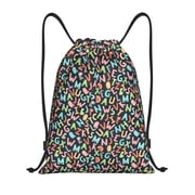 Kuqiui Alphabet Print Drawstring Backpack Drawstring Bags,Draw String Back Bag Drawstring Bags for Sports,Gym,Travel,Swimming,Beach