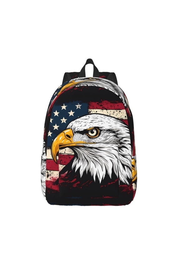 American Bald Eagle Print Canvas Travel Laptop Backpack for Men Women,Business Work Rucksack College School Computer Bag Fits 15.6 Inch Notebook