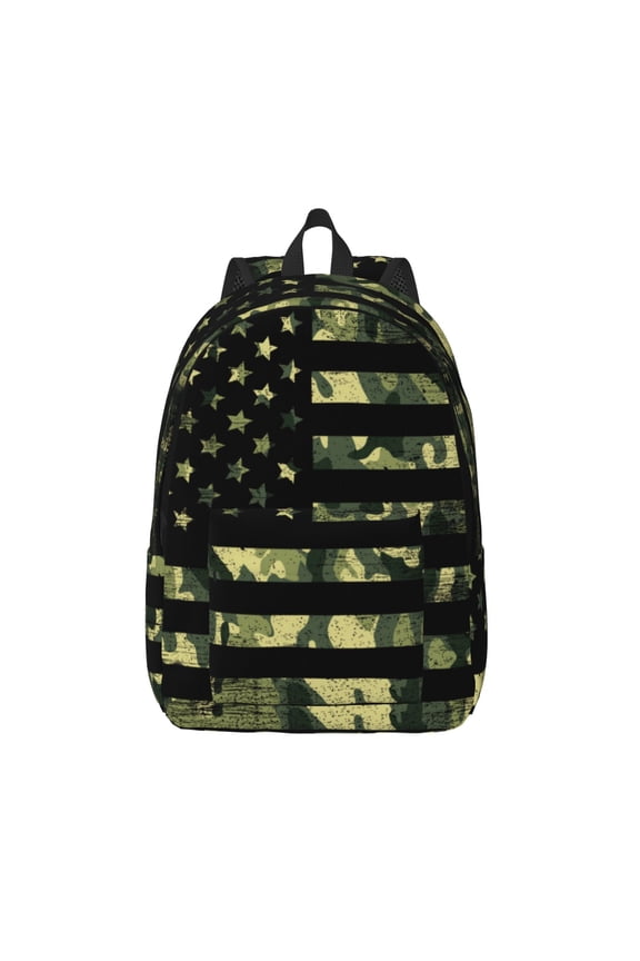 American Flag Camo Print Canvas Travel Laptop Backpack for Men Women,Business Work Rucksack College School Computer Bag Fits 15.6 Inch Notebook