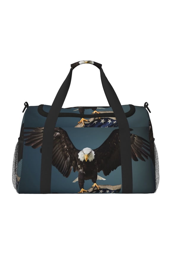 American Flag Print Foldable Travel Duffel Bag Tote Carry on Luggage Bag Personal item Sports Gym Bag Water Resistant Weekender Overnight Bags for Women and Men