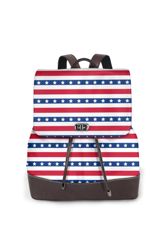 American Patriotic Stars And Stripes Print Leather Backpack Purse For Women Fashion Ladies Vintage Bags Casual College Travel Backpacks bag