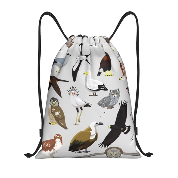 Kuqiui Animal Bird Print Drawstring Backpack Drawstring Bags,Draw String Back Bag Drawstring Bags for Sports,Gym,Travel,Swimming,Beach