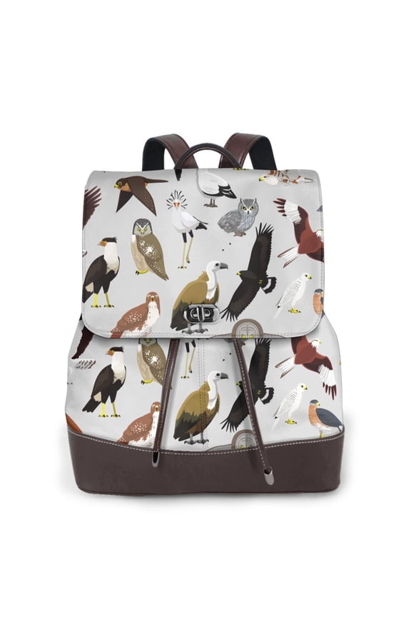 Animal Bird Print Leather Backpack Purse For Women Fashion Ladies Vintage Bags Casual College Travel Backpacks bag