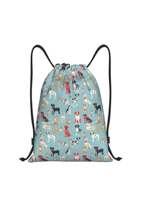 Animal Dog Print Drawstring Backpack Drawstring Bags,Draw String Back Bag Drawstring Bags for Sports,Gym,Travel,Swimming,Beach