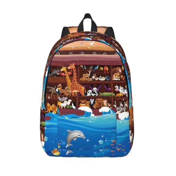 Kuqiui Animals On Noah's Ark2 Print Canvas Travel Laptop Backpack for Men Women,Business Work Rucksack College School Computer Bag Fits 15.6 Inch Notebook