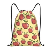 Kuqiui Apple Print Drawstring Backpack Drawstring Bags,Draw String Back Bag Drawstring Bags for Sports,Gym,Travel,Swimming,Beach