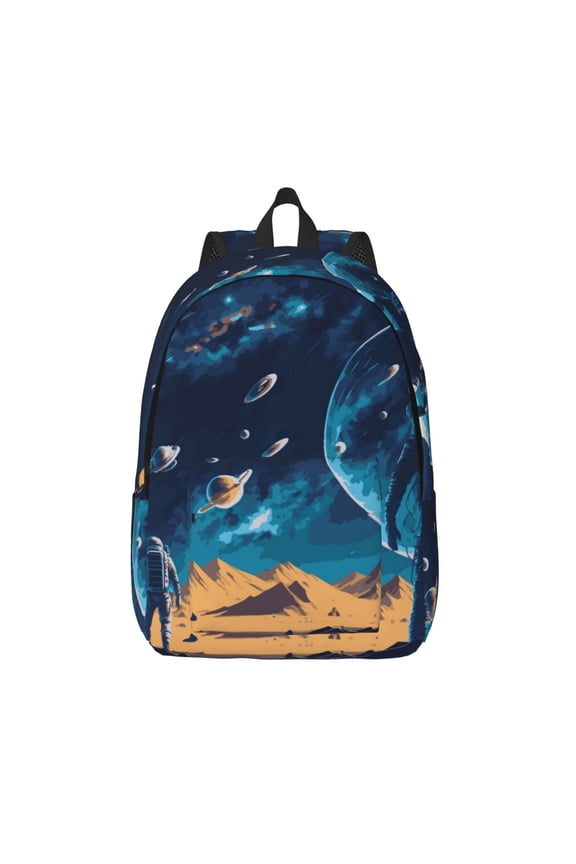 Astronaut In A Space Suit On The Planet Print Canvas Travel Laptop Backpack for Men Women,Business Work Rucksack College School Computer Bag Fits 15.6 Inch Notebook