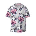 thumbnail image 1 of Kuqiui Baby Cow Print Men's Button Down Shirts Short Sleeve Casual Shirts Hawaiian Shirts Vacation Wedding Shirts with Pocket-Small, 1 of 5