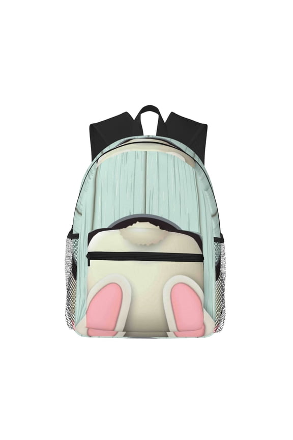 Backpack for Men and Women Durable Lightweight Travel Backpack with Laptop Compartment, School & Work Daypack-White Bunny Bottom And Easter Eggs