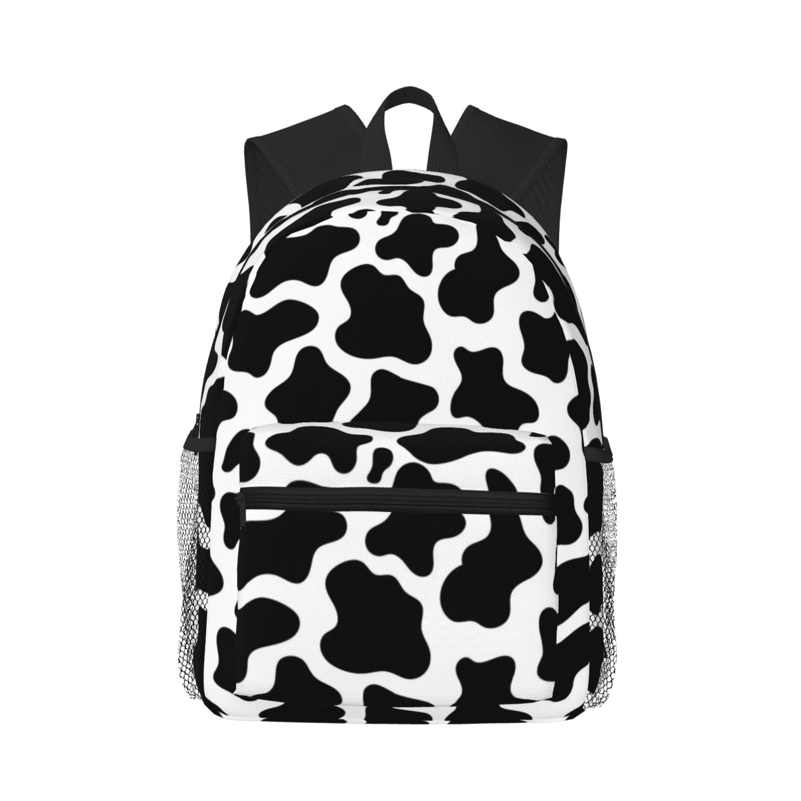 Kuqiui Backpack for Men and Women – Durable Lightweight Travel Backpack with Laptop Compartment, School & Work Daypack-Cow Print Black White
