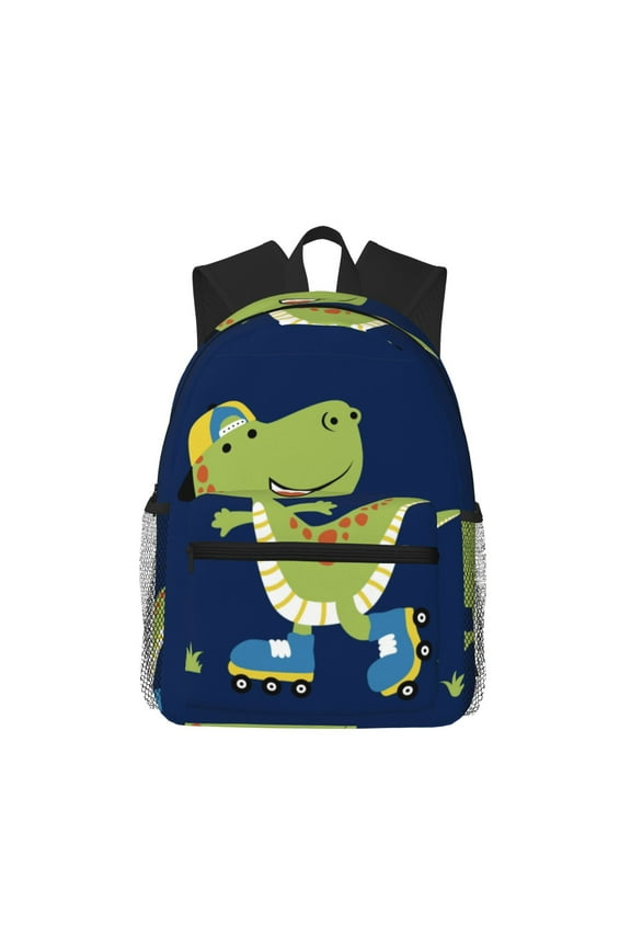 Backpack for Men and Women  Durable Lightweight Travel Backpack with Laptop Compartment, School & Work Daypack-Dino Playing Roller Skate