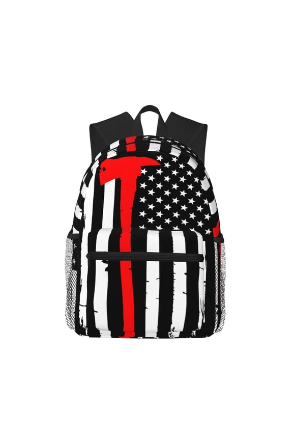 Backpack for Men and Women  Durable Lightweight Travel Backpack with Laptop Compartment, School & Work Daypack-Firefighters USA Flag