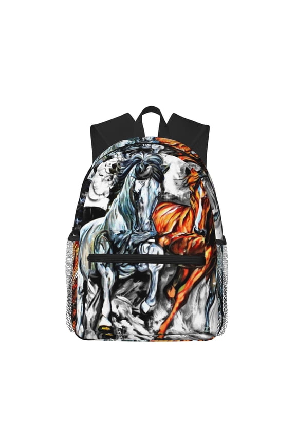 Backpack for Men and Women  Durable Lightweight Travel Backpack with Laptop Compartment, School & Work Daypack-Four Running Horses