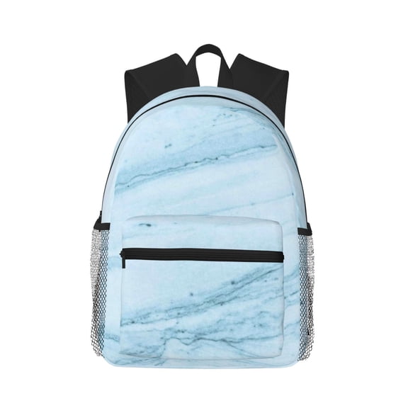 Kuqiui Backpack for Men and Women Durable Lightweight Travel Backpack with Laptop Compartment, School & Work Daypack-Light Blue Marble