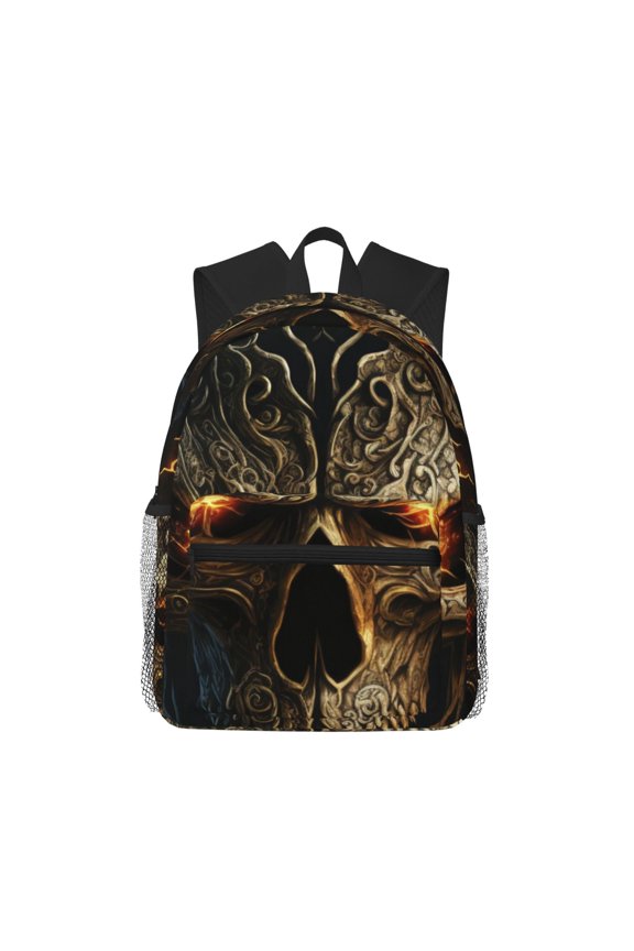 Backpack for Men and Women Durable Lightweight Travel Backpack with Laptop Compartment, School & Work Daypack-Metal Evil Skull
