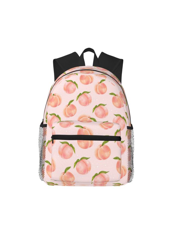 Backpack for Men and Women Durable Lightweight Travel Backpack with Laptop Compartment, School & Work Daypack-Peach With Leaves