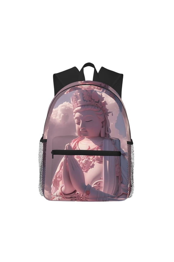 Backpack for Men and Women Durable Lightweight Travel Backpack with Laptop Compartment, School & Work Daypack-Pink Lotus Buddha