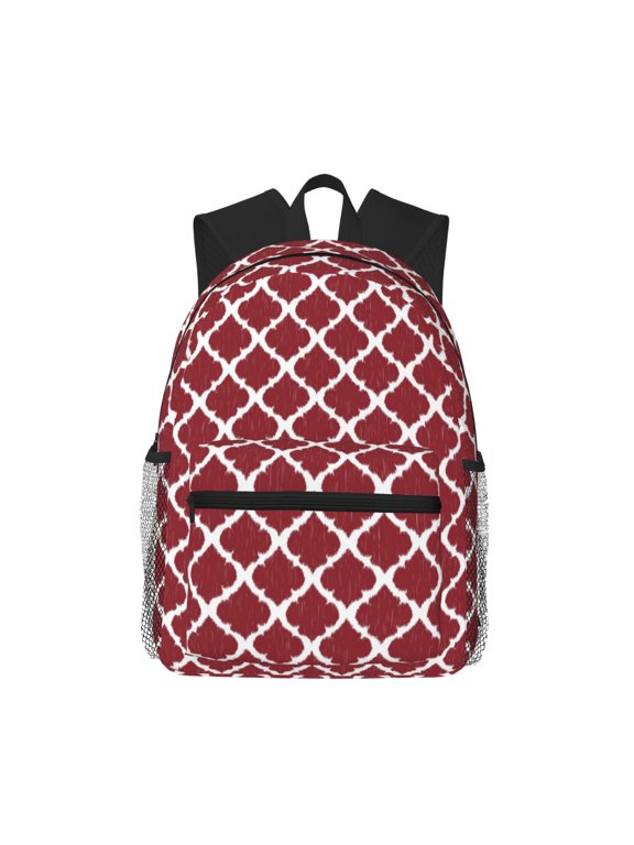 Backpack for Men and Women Durable Lightweight Travel Backpack with Laptop Compartment, School & Work Daypack-Red Moroccan