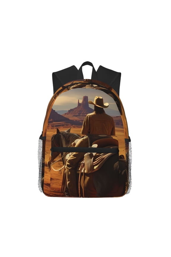 Backpack for Men and Women Durable Lightweight Travel Backpack with Laptop Compartment, School & Work Daypack-Western Desert Cowboy Cloud