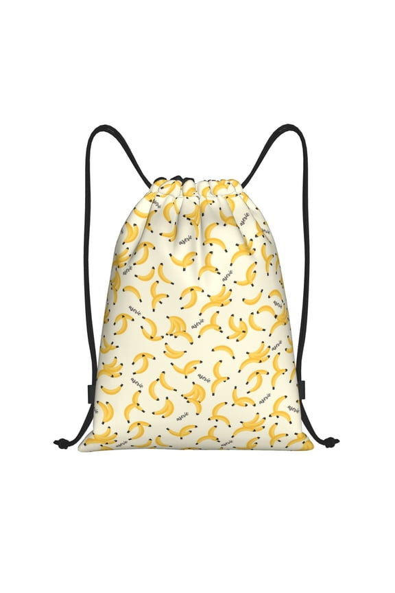 Banana Print Drawstring Backpack Drawstring Bags,Draw String Back Bag Drawstring Bags for Sports,Gym,Travel,Swimming,Beach