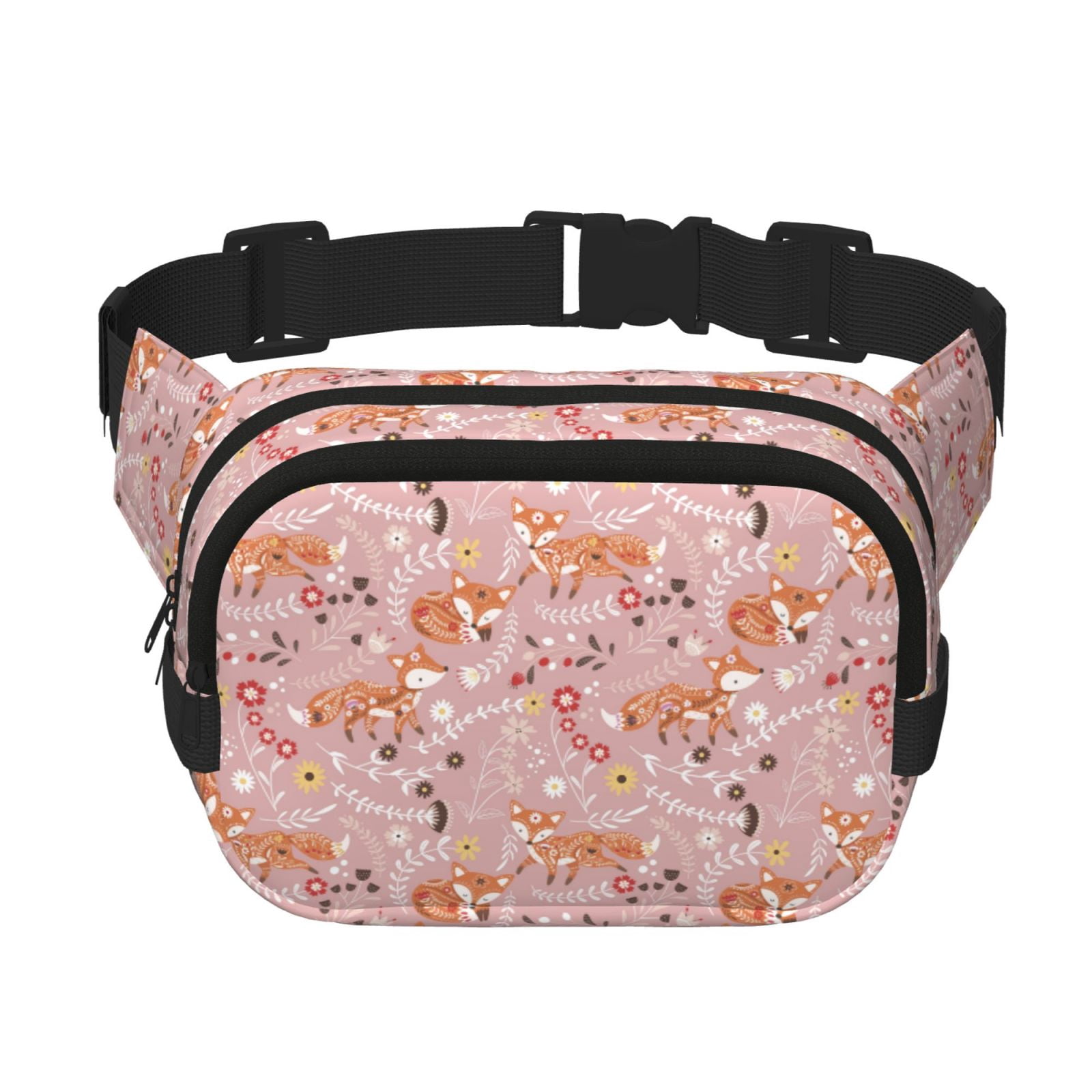 Kuqiui Beautiful Fox Print Fanny Packs for Women Cross Body Waist Bag Fashionable Fanny Pack Designer Workout Hiking Waist Pack Running Travel Gym
