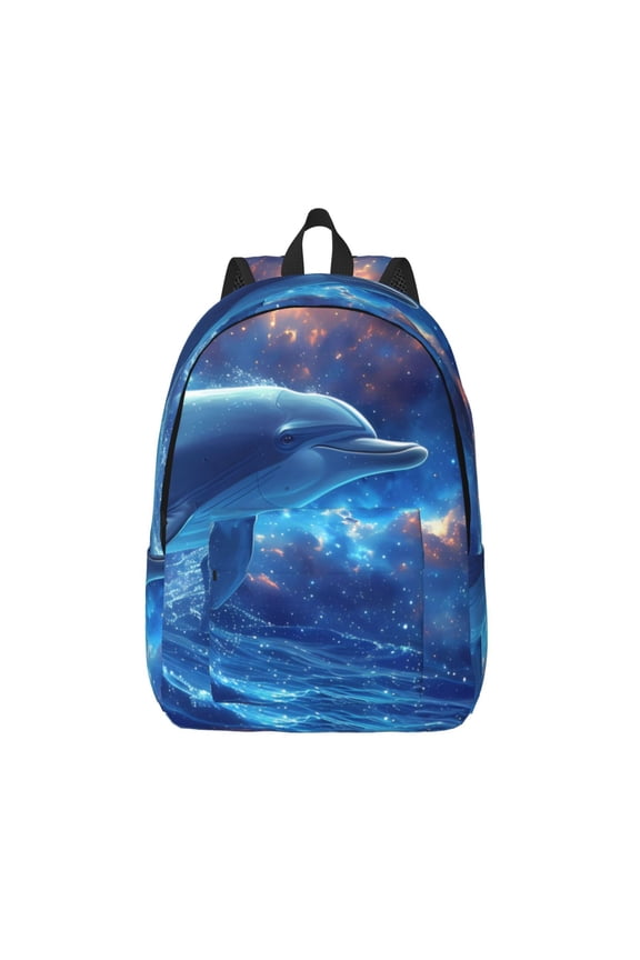 Beautiful Ocean Dolphin Print Canvas Travel Laptop Backpack for Men Women,Business Work Rucksack College School Computer Bag Fits 15.6 Inch Notebook