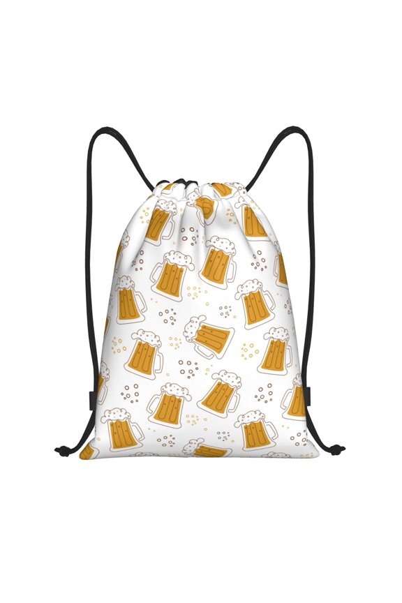 Beer Print Drawstring Backpack Drawstring Bags,Draw String Back Bag Drawstring Bags for Sports,Gym,Travel,Swimming,Beach