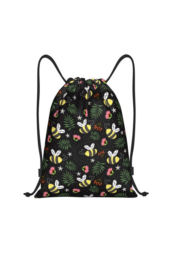Bees Print Drawstring Backpack Drawstring Bags,Draw String Back Bag Drawstring Bags for Sports,Gym,Travel,Swimming,Beach