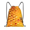thumbnail image 1 of Kuqiui Bees on Hive Honeycomb Print Drawstring Backpack Drawstring Bags,Draw String Back Bag Drawstring Bags for Sports,Gym,Travel,Swimming,Beach, 1 of 8