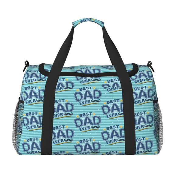 Kuqiui Best Dad Ever Print Foldable Travel Duffel Bag Tote Carry on Luggage Bag Personal item Sports Gym Bag Water Resistant Weekender Overnight Bags for Women and Men